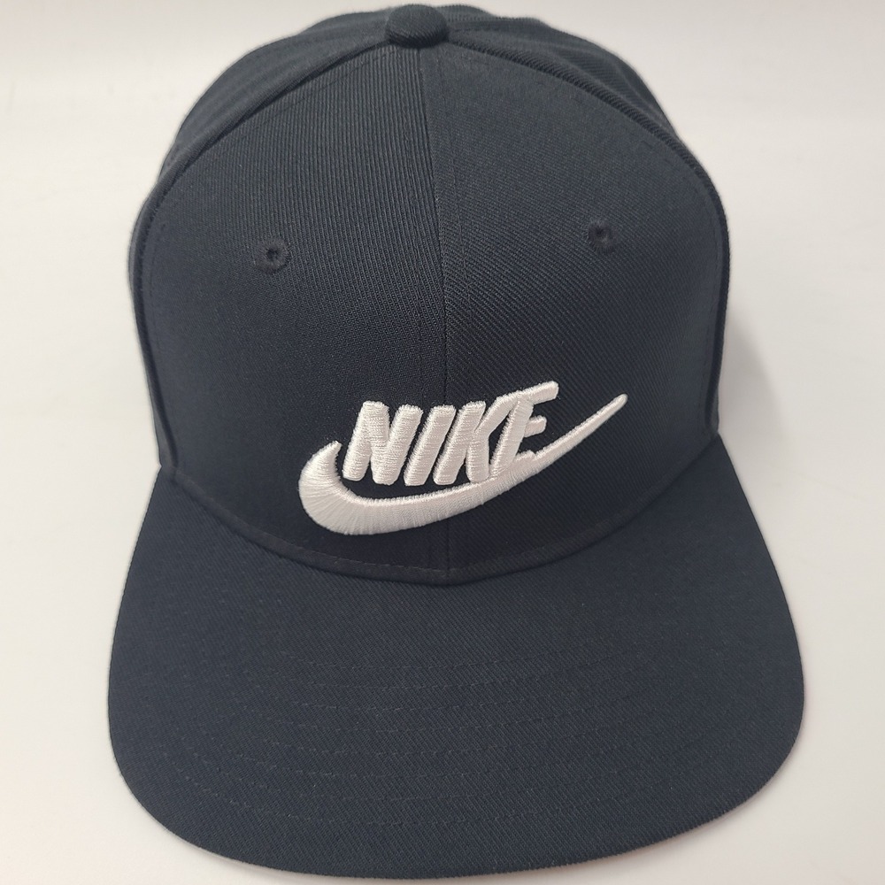 Nike Hat Snapback Black White Swoosh Logo Dri-Fit Pro Cap Casual Skate Sport Men